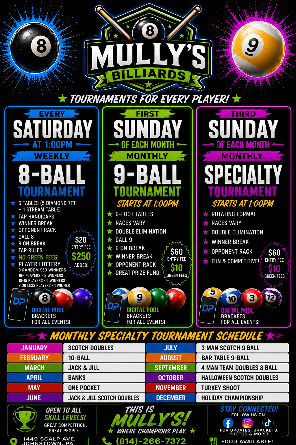 Mully's tournament schedule